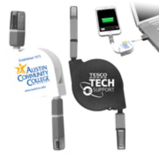 Picture of 2-in-1 MFi Lightning & Micro USB Tangle Free Retractable Charging Cable For Cell Phones and Tablets