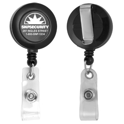 Picture of 30” Cord Round Retractable Badge Reel and Badge Holder with Metal Slip Clip Attachment