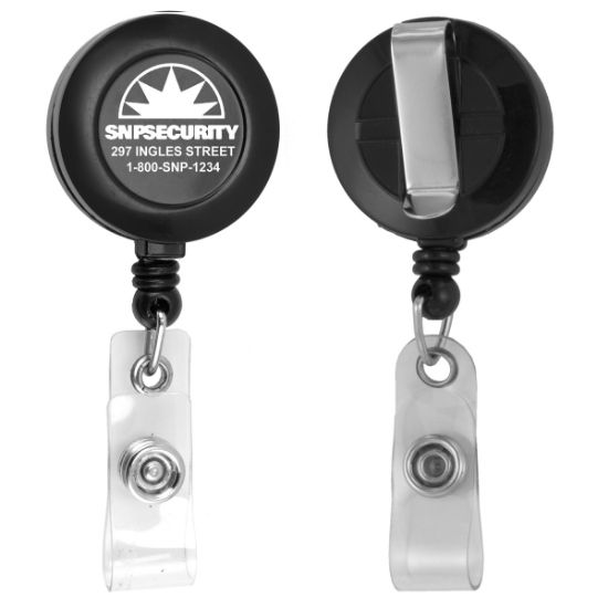 Picture of 30” Cord Round Retractable Badge Reel and Badge Holder with Metal Slip Clip Attachment