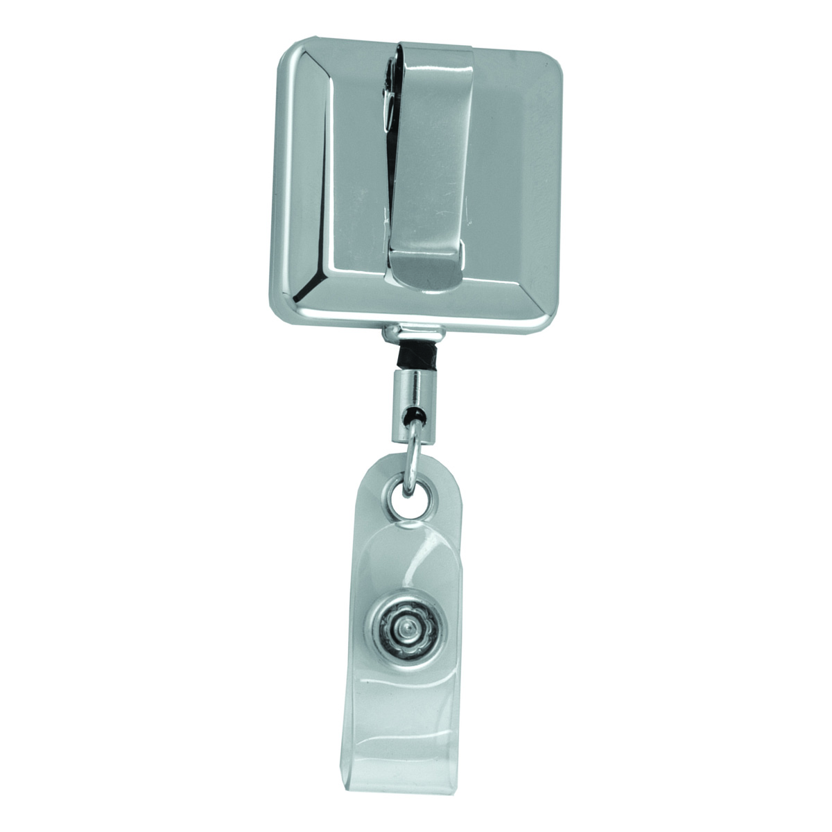Customized Products. \"Hamilton Lz\" 32” Cord Square Chrome Solid Metal Retractable Badge Reel