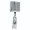 Picture of \"Hamilton Lz\" 32” Cord Square Chrome Solid Metal Retractable Badge Reel And Badge Holder With Laser Imprint