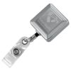 Picture of \"Hamilton Lz\" 32” Cord Square Chrome Solid Metal Retractable Badge Reel And Badge Holder With Laser Imprint