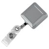 Picture of \"Hamilton Lz\" 32” Cord Square Chrome Solid Metal Retractable Badge Reel And Badge Holder With Laser Imprint