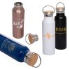 Picture of 20 OZ. Vacuum Water Bottle With Bamboo Lid