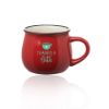 12 oz. Two Tone Glossy Pottery Custom Promotional Coffee Mugs - Red