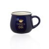 12 oz. Two Tone Glossy Pottery Custom Promotional Coffee Mugs - Cobalt Blue