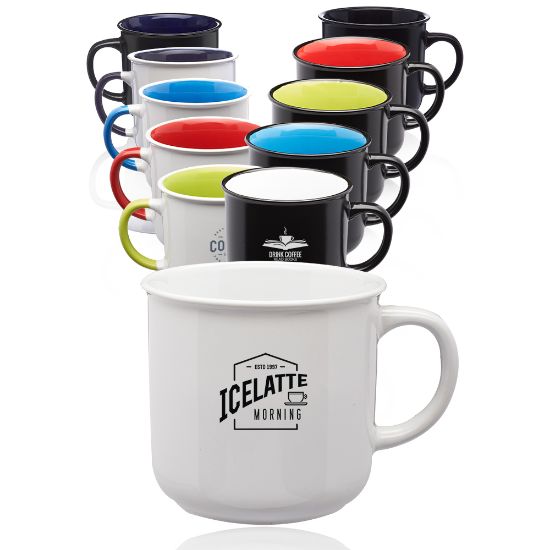 15 oz. Argos Ceramic Camp Fire Personalized Promotional Mugs