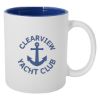 11 Oz. Pop Of Color Engraved Promotional Mug - White with Ocean Blue