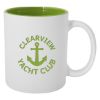 11 Oz. Pop Of Color Engraved Promotional Mug - White with Lime Green