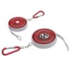 Round Retractable Promotional 5' Tape Measure with Carabiner Keychain -Red