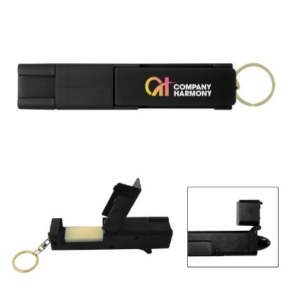 Promotional Sanitary Door Opener Touch Tool Keychain - Black
