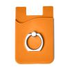 Silicone Card Holder With Metal Ring Phone Stand Orange