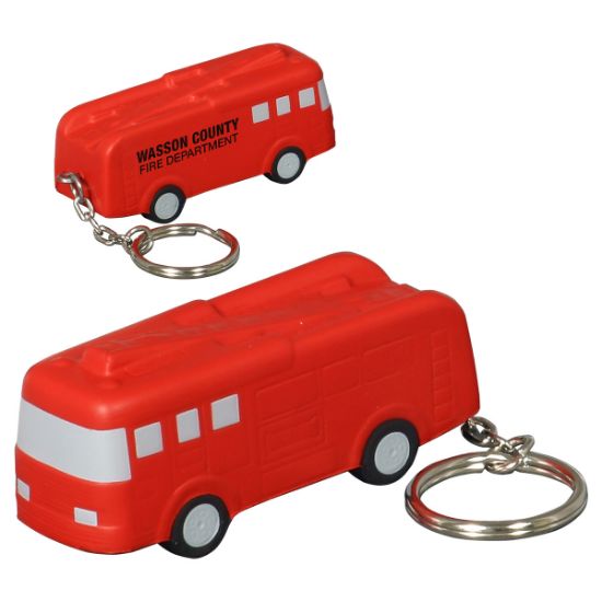 Promotional Fire Truck Stress Reliever Key Chain