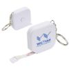 Promotional Square 5' Tape Measure with Key Chain - White
