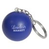 Promotional Round Ball Stress Reliever Key Chain - Blue