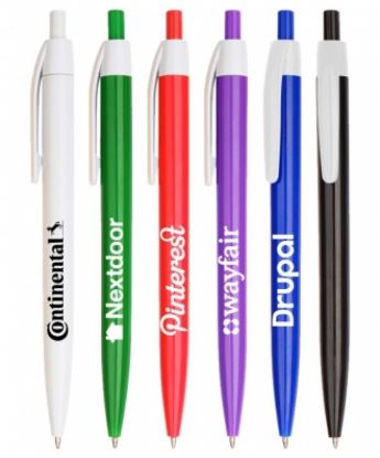 Lincoln Colored Barrels w/ White Trim Click Pen