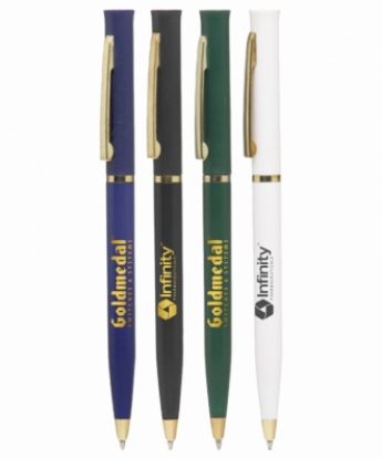 Promotional Hotel Desk Twister Pen with Gold Trim