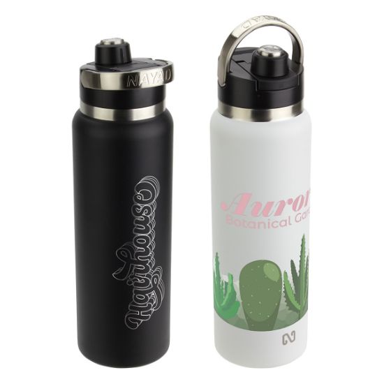 Promotional and Custom NAYAD Traveler 40 oz Stainless Bottle w Twist-Top Spout