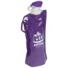 Promotional and Custom Flip Top 27 oz Foldable Water Bottle with Carabiner - Purple