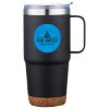 Promotional and Custom Cortina 24 oz Vacuum Insulated Travel Mug with Cork Base - Black
