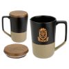 Promotional and Custom Bellaria 15 oz Ceramic Mug with Wood Lid - Black