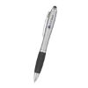 Satin Stylus Pen - Satin Silver Barrel with Charcoal Rubberized Grip