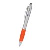 Satin Stylus Pen - Satin Silver Barrel with Orange Rubberized Grip
