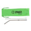 Metal Straw Kit - Green Pouch with Silver Straw
