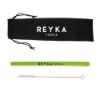 Silicone Straw Set - Green Straw with Black Pouch