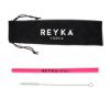 Silicone Straw Set - Pink Straw with Black Pouch