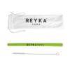 Silicone Straw Set - Green Straw with White Pouch