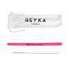 Silicone Straw Set - Pink Straw with White Pouch