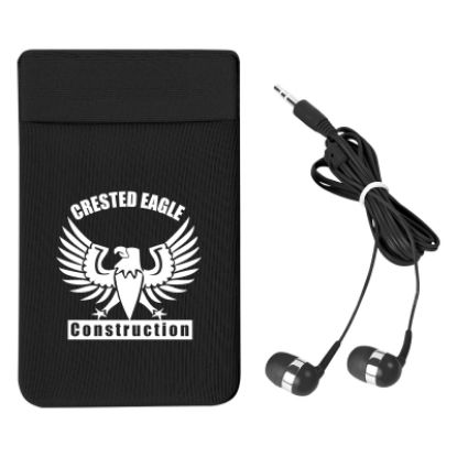 Stretch Phone Card Sleeve With Earbuds