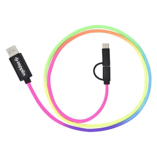 3-In-1 3 Ft. Rainbow Braided Charging Cable